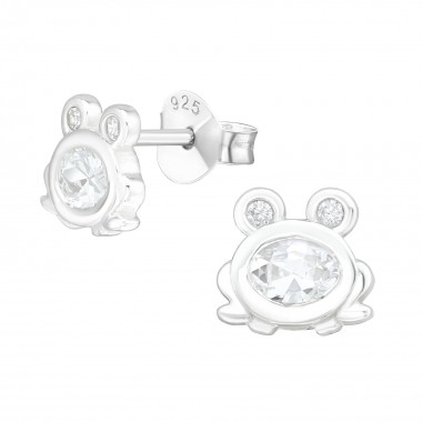 Frog - 925 Sterling Silver Stud Earrings with CZ SD40131