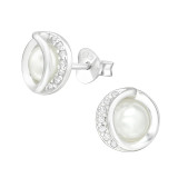 Cricle - 925 Sterling Silver Stud Earrings with CZ SD40153