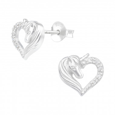 Unicorn - 925 Sterling Silver Stud Earrings with CZ SD40378