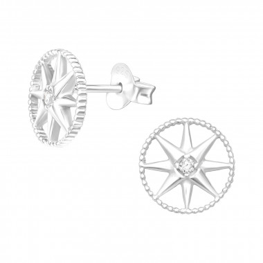 Star - 925 Sterling Silver Stud Earrings with CZ SD40546