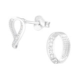 Shell - 925 Sterling Silver Stud Earrings with CZ SD40550