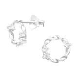 Circle - 925 Sterling Silver Stud Earrings with CZ SD40552