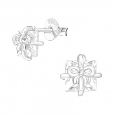 Gift Box - 925 Sterling Silver Stud Earrings with CZ SD40555