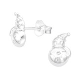 Snowman - 925 Sterling Silver Stud Earrings with CZ SD40582
