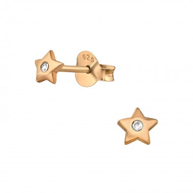 Star - 925 Sterling Silver Stud Earrings with CZ SD40665