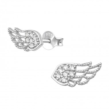 Wing - 925 Sterling Silver Stud Earrings with CZ SD40673