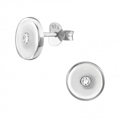 Round - 925 Sterling Silver Stud Earrings with CZ SD40681
