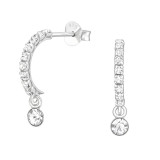 Half Hoop - 925 Sterling Silver Stud Earrings with CZ SD40728