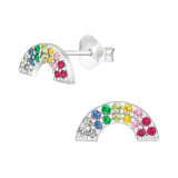 Rainbow - 925 Sterling Silver Stud Earrings with CZ SD40898