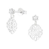 Arabesque - 925 Sterling Silver Stud Earrings with CZ SD40951
