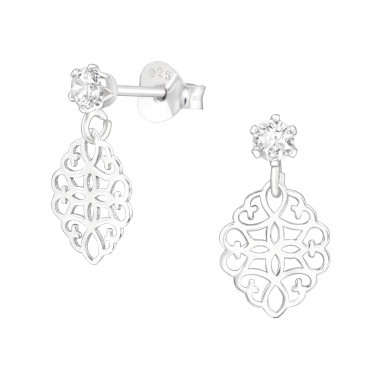 Arabesque - 925 Sterling Silver Stud Earrings with CZ SD40951