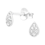 Teardrop - 925 Sterling Silver Stud Earrings with CZ SD41105