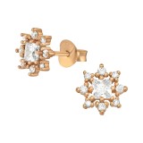 Flower Cluster - 925 Sterling Silver Stud Earrings with CZ SD41141