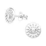 Evil Eye - 925 Sterling Silver Stud Earrings with CZ SD41145