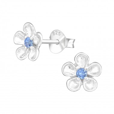 Flower - 925 Sterling Silver Stud Earrings with CZ SD41148