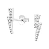 Thunderbolt - 925 Sterling Silver Stud Earrings with CZ SD41288