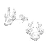 Reindeer - 925 Sterling Silver Stud Earrings with CZ SD41311