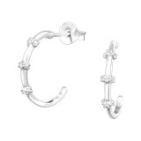 Half Hoop - 925 Sterling Silver Stud Earrings with CZ SD41318