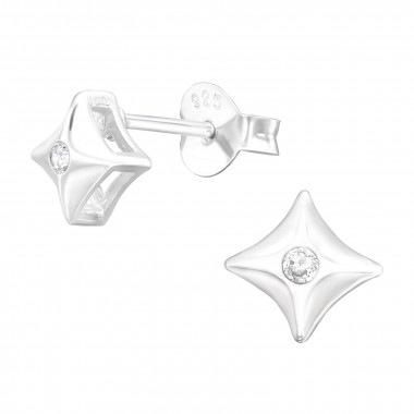 Star - 925 Sterling Silver Stud Earrings with CZ SD41353