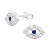 Evil Eye - 925 Sterling Silver Stud Earrings with CZ SD41356