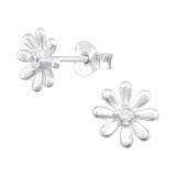 Flower - 925 Sterling Silver Stud Earrings with CZ SD41357