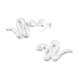 Snake - 925 Sterling Silver Stud Earrings with CZ SD41362