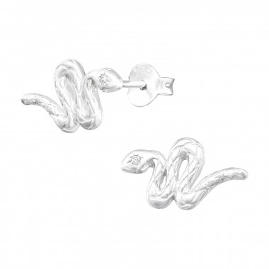 Snake - 925 Sterling Silver Stud Earrings with CZ SD41362
