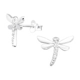 Dragonfly - 925 Sterling Silver Stud Earrings with CZ SD41363