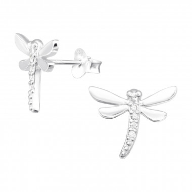 Dragonfly - 925 Sterling Silver Stud Earrings with CZ SD41363
