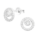 Circle - 925 Sterling Silver Stud Earrings with CZ SD41374