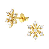 Snowflake - 925 Sterling Silver Stud Earrings with CZ SD41744