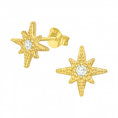 Northern Star - 925 Sterling Silver Stud Earrings with CZ SD42068