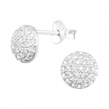 Round - 925 Sterling Silver Stud Earrings with CZ SD42216