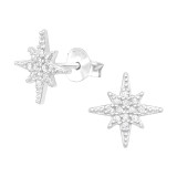 Northern Star - 925 Sterling Silver Stud Earrings with CZ SD42269