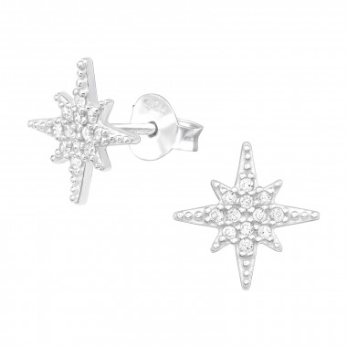 Northern Star - 925 Sterling Silver Stud Earrings with CZ SD42269