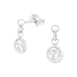 Round - 925 Sterling Silver Stud Earrings with CZ SD42274