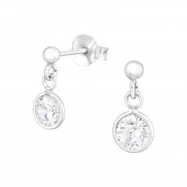 Round - 925 Sterling Silver Stud Earrings with CZ SD42274