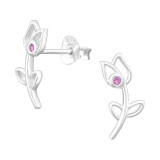 Rose - 925 Sterling Silver Stud Earrings with CZ SD42285