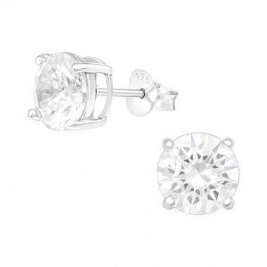 Round 7.5Mm - 925 Sterling Silver Stud Earrings with CZ SD42395