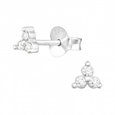 Flower - 925 Sterling Silver Stud Earrings with CZ SD42504