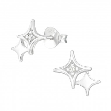 Northern Star - 925 Sterling Silver Stud Earrings with CZ SD42629