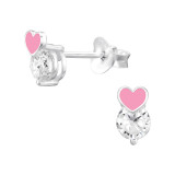 Heart - 925 Sterling Silver Stud Earrings with CZ SD42765