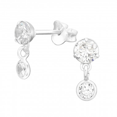 Round - 925 Sterling Silver Stud Earrings with CZ SD43276