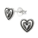 Heart - 925 Sterling Silver Stud Earrings with CZ SD43309