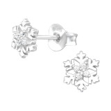 Snowflake - 925 Sterling Silver Stud Earrings with CZ SD43539