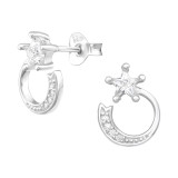 Star - 925 Sterling Silver Stud Earrings with CZ SD43540