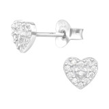 Heart - 925 Sterling Silver Stud Earrings with CZ SD43545