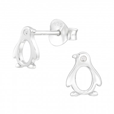 Penguin - 925 Sterling Silver Stud Earrings with CZ SD43552