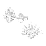 Sun - 925 Sterling Silver Stud Earrings with CZ SD43964