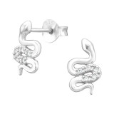 Snake - 925 Sterling Silver Stud Earrings with CZ SD43966